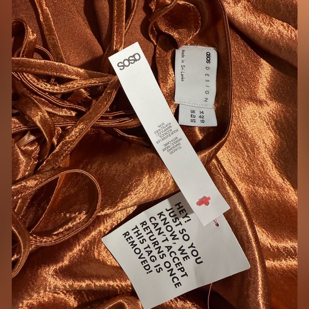 NWT ASOS Bronze Rust Satin Slip Dress Sz 10 Cocktail Party Wedding Date Night - Picture 11 of 14